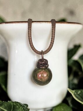 5 For $25💫Wire Wrapped Unakite Stone Pendant Necklace